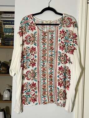 Umgee G1704 Embroidered Boho Tunic Top Size S/M